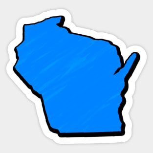 Bright Blue Wisconsin Outline Sticker